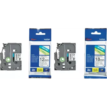 Fita para impressora de etiquetas pack de 2 Brother 12 mm e 18 mm branco sobre preto – compatível com impressoras de etiquetas Brother