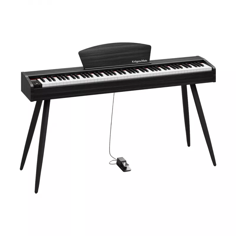 Piano digital Kruger & Matz KMDP-45P-BK — acabamento preto mate, teclas com peso