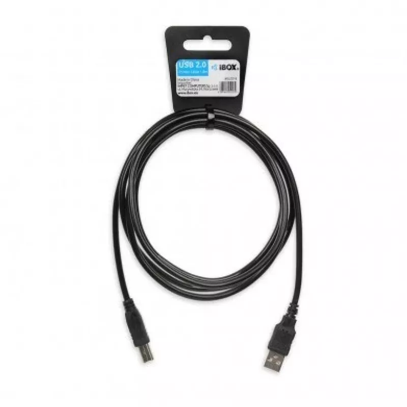 Cabo USB IBOX IKU2D 1,8 m – USB A para USB B, USB 2.0, preto