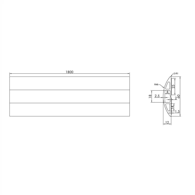 Calha de cabos ROLINE TPE Flex, 60 mm, preto, 1,8 m (19.08.3105)