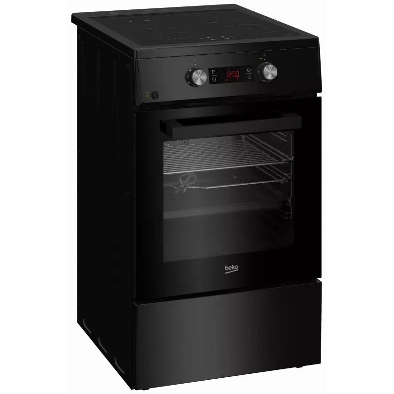 Placa de indução com forno elétrico Beko FSM59305BDT, 60 L, 50 cm de largura, preto, classe de eficiência energética A, indução 4 zonas com boost