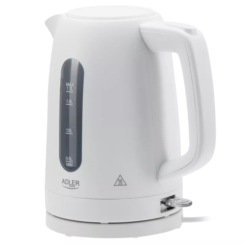 Chaleira elétrica Adler AD 1379w — 1,7 L, até 2200 W, branca, base 360°, polipropileno