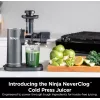 NINJA Cold Press Juicer | Neverclog JC151EU | tipo extrator de sumo a frio | cinzento | 150 W | número de velocidades 1