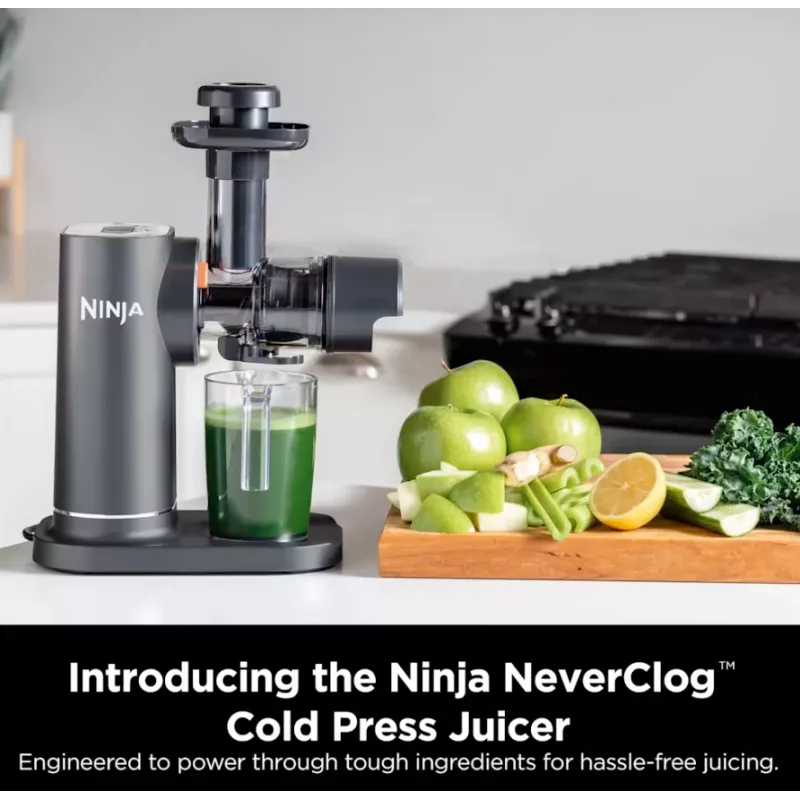 NINJA Cold Press Juicer | Neverclog JC151EU | tipo extrator de sumo a frio | cinzento | 150 W | número de velocidades 1