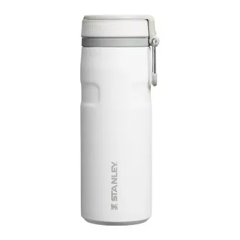 Caneca térmica STANLEY Iceflow uso diário 470 ml, aço inoxidável, fecho flip, branco