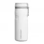 Caneca térmica STANLEY Iceflow uso diário 470 ml, aço inoxidável, fecho flip, branco