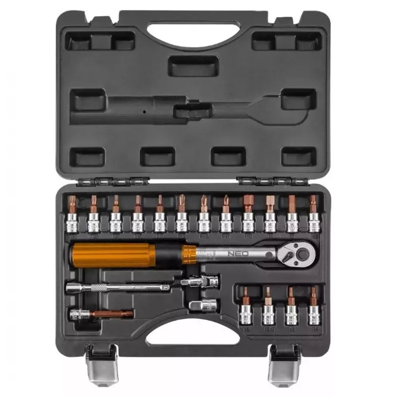 Chave dinamométrica bidirecional Neo Tools 1/4, 5-25NM, conjunto de 21 peças