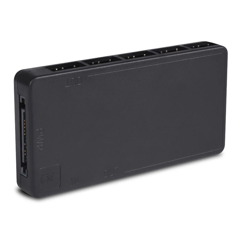 Alphacool Core 25669 splitter DRGB 11x de 3 pinos com conector de alimentação SATA, preto