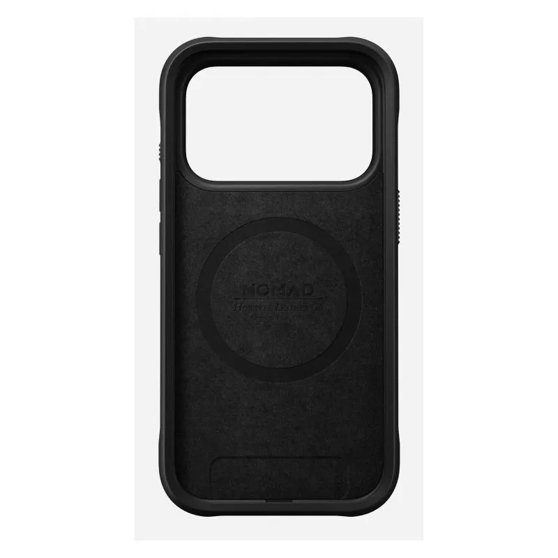 Capa para telemóvel Nomad Rugged Leather Case para Apple iPhone 17 Pro, pele/TPU/PC/alumínio, compatível com ecrãs de 16 cm (6,3 polegadas), preta