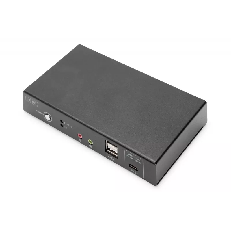 DIGITUS DS-12901 - Switch KVM/áudio/USB - 4K 30 Hz, entrada USB-C/USB/HDMI, saída HDMI, rede