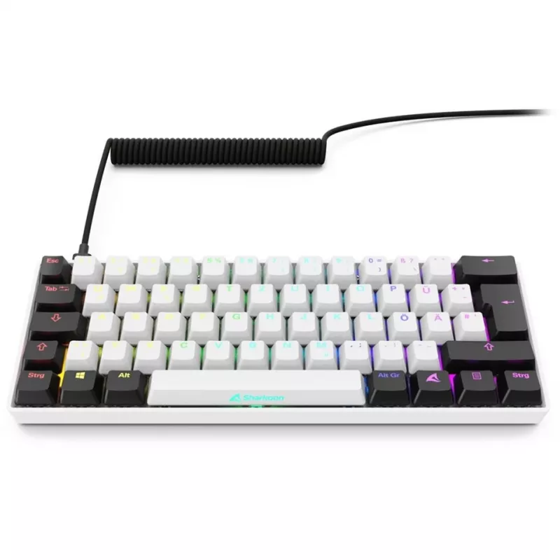Teclado Sharkoon SGK50 S4 Home USB QWERTZ alemão branco RGB LED 60%