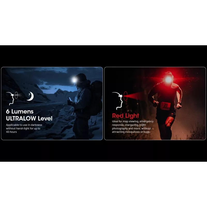 Lanterna de cabeça Nitecore NU25 MCT — lanterna de cabeça recarregável, até 400 lúmenes, iluminação compacta mãos-livres