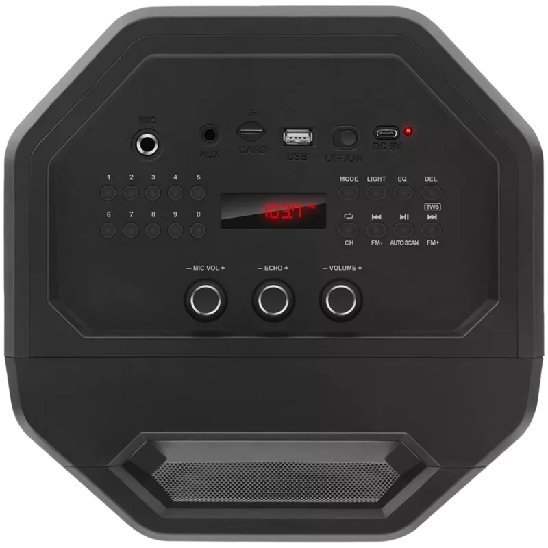 Altifalante SVEN PS-600, preto (50W, TWS, Bluetooth, FM, USB, microSD, ecrã LED, 4000mAh)