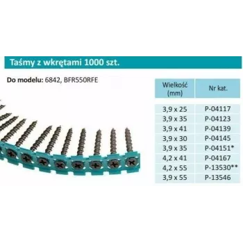 Makita F-30913 parafusos finos para carregador 3,9x25mm
