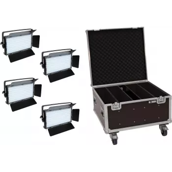 Conjunto de painéis LED EUROLITE PLL-480 CW/WW 4x com case – 4 unidades, branco frio/quente regulável