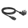Cabo de alimentação DELOCK 81567 CEE 7/7 (macho) 90° para IEC C13, 2 m, 3x1,00 mm