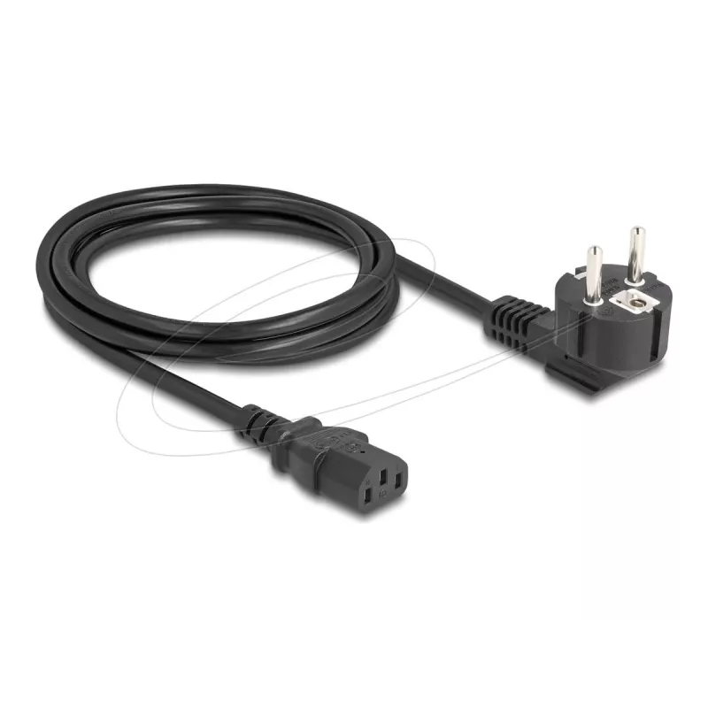 Cabo de alimentação DELOCK 81567 CEE 7/7 (macho) 90° para IEC C13, 2 m, 3x1,00 mm