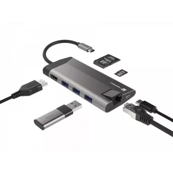 NATEC Fowler Plus USB Type-C preto cinzento MicroSD SD hub