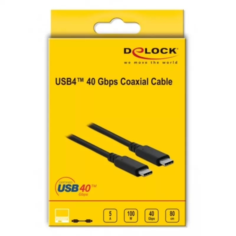 Delock - cabo USB - USB-C (M) para USB-C (M) - USB4 / Thunderbolt 3 / DisplayPort - 20 V - 5 A - 80 cm - suporta Power Delivery 3.0, suporta 8K 60 Hz (7680 x 4320), suporte