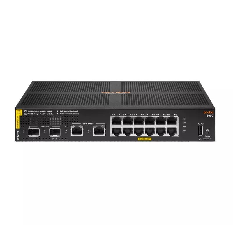 Switch HPE Aruba Networking Aruba 6000 12G Class4 PoE 2G/2SFP 139W Managed L3