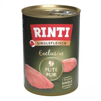Ração húmida para cães RINTI Singlefleisch Exclusive Turkey 400 g — proteína única, adulto, alimento completo