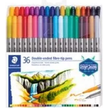 Canetas de fibra Staedtler 3200 fina/extra larga multicolor 36 unidades