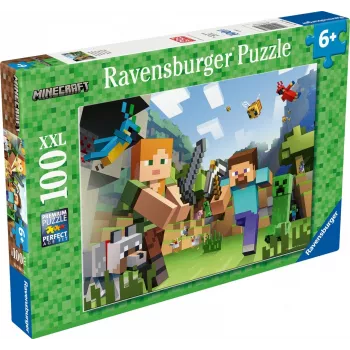 Puzzle XXL 100 peças - Minecraft Ravensburger XXL 100 peças com artwork de Minecraft. O produto destina-se a criança a partir dos 6 anos. A Ravensburger é o maior fabricante de puzzles do mundo e produz puzzles há mais de 120 anos. Os puzzles Ravensburger distinguem-se por uma superfície especial antirreflexo e são feitos de cartão grosso patenteado com uma…