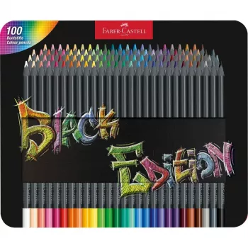 Faber-Castell Black Edition lápis de cor, 100 unid. em caixa de metal (116490)