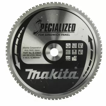 MAKITA DISCO DE SERRA CIRCULAR 355x30x80Z ESPECIALIZADO PARA PAINÉIS SANDUÍCHE