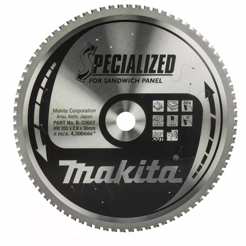 MAKITA DISCO DE SERRA CIRCULAR 355x30x80Z ESPECIALIZADO PARA PAINÉIS SANDUÍCHE