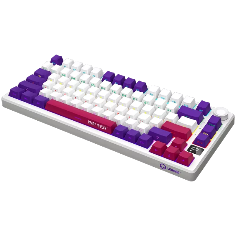 LORGAR KBP7075W, Teclado de gaming mecânico sem fios 75% Pro, branco, layout EN