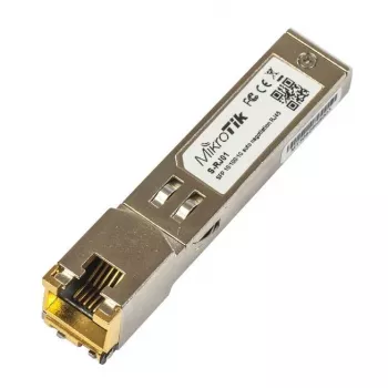 Módulo switch de rede MikroTik S-RJ01 — 1× Gigabit Ethernet (RJ-45), 1000 Mbit/s, taxa de dados 1,25 Gbit/s, transmissão 0,1 km