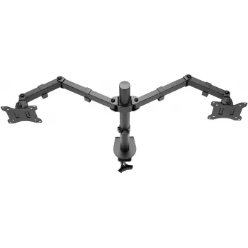 Braço de monitor Goobay Dual Flex - ecrã 17-32 polegadas - montagem em mesa VESA 75 e 100 mm - rotativo, orientável e inclinável - suporte de altura ajustável - carga máxima