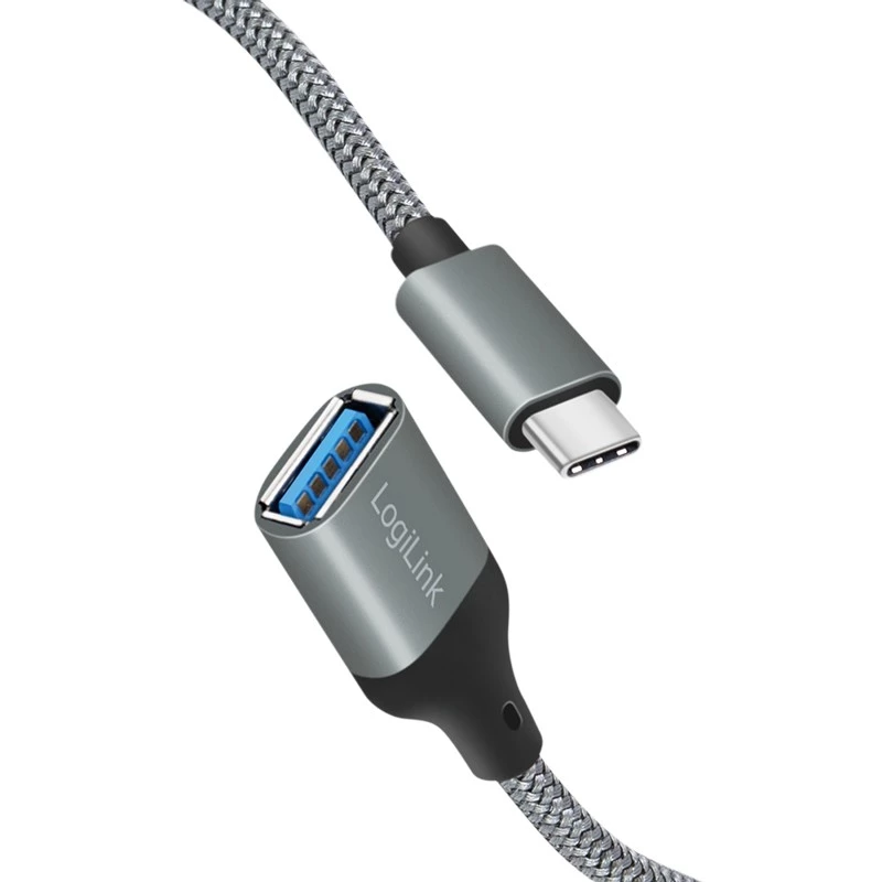 Adaptador LogiLink USB 3.2 Gen1 Type-C C/M para USB-A/F OTG alumínio 0,15 m
