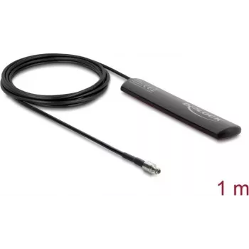 Antena LTE externa DELOCK 90711 ficha TS9 1,5 dBi omnidirecional fixa com cabo RG-174 de 1 m para montagem exterior adesiva, preto