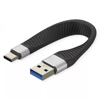 ROLINE Cabo de silicone USB 3.2 Gen 2 C-A ST/ST 10Gbit/s Emark preto 11 cm 11 - Cabo - Digital/Dados