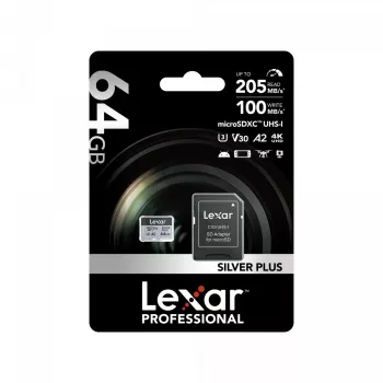 Cartão microSD Lexar 64 GB UHS-I Classe 3 SILVER PLUS
