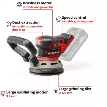 Máquina de lixar pavimentos EINHELL TP‑RS 18/32 Li BL Solo — 24.000 rpm, preto/vermelho, 1,11 kg