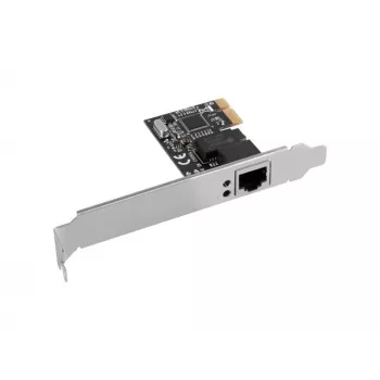 Placa de rede Ethernet interna LANBERG PCE-1GB-201, PCI Express, 1× RJ-45 Gigabit (1000 Mbit/s), preta