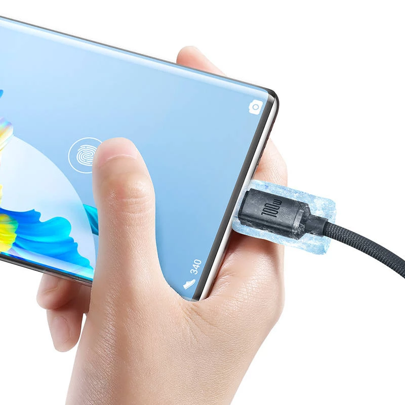 Cabo Baseus Crystal Shine USB para USB-C, 100W, 2m (preto)