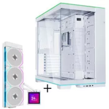 Bundle de caixa de PC Lian Li O11 Dynamic EVO RGB + HydroShift II LCD-S 360TL AiO - branco