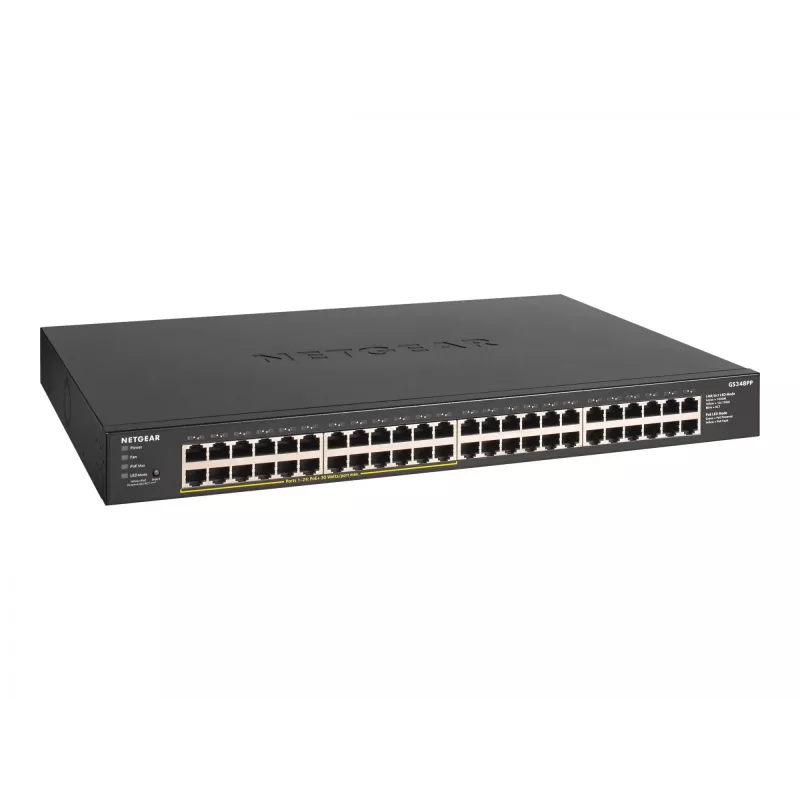 NETGEAR GS348PP Gigabit Ethernet não gerido (10/100/1000) Power over Ethernet (PoE) preto