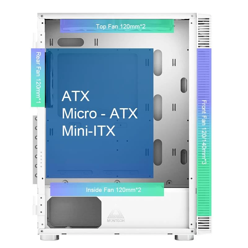 Caixa de PC Montech X3 GLASS Midi-Tower branca