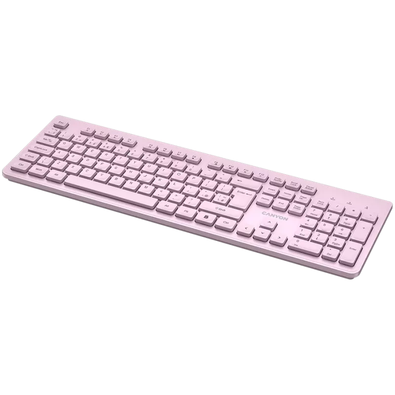 Teclado sem fios CANYON HKB-W01 — layout compacto rosa, teclas UK/US