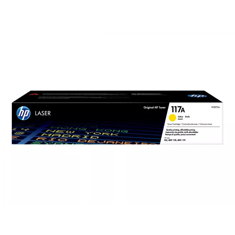 HP 117A Cartucho de toner laser original amarelo. Alcance do toner de cor: 700 páginas, cores de impressão: amarelo, quantidade por embalagem: 1 unid.