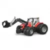 Trator de brinquedo BRUDER Massey Ferguson 7624 com pá frontal, vermelho, para crianças a partir dos 3 anos