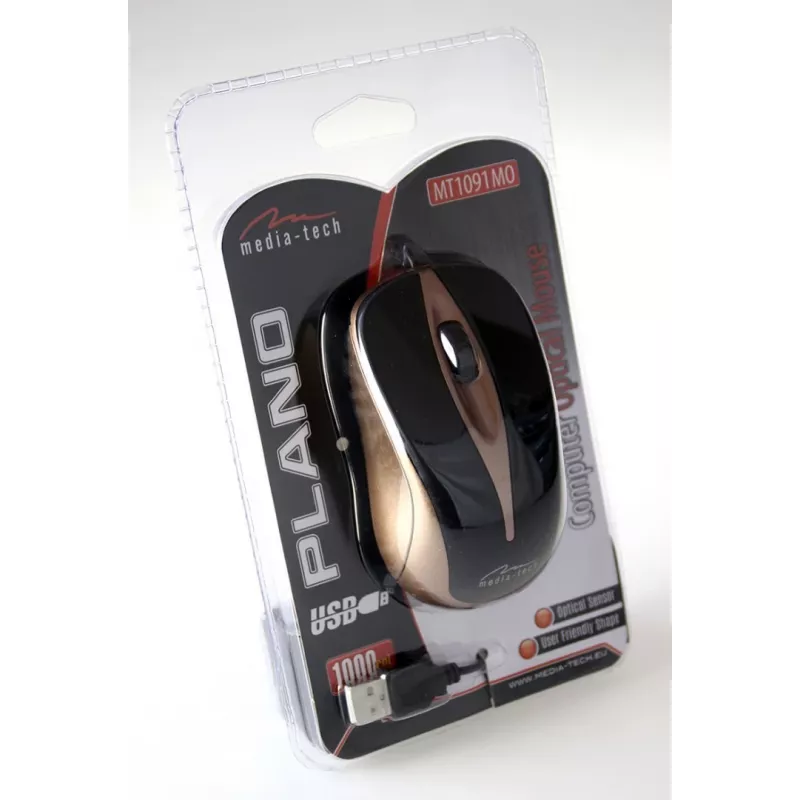 PLANO - Rato ótico 800 Cpi, 3 botões + roda de deslocamento, interface USB (MT1091MO)