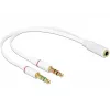 DeLOCK 65585 adaptador para auscultadores com microfone, 3,5 mm de 4 pinos fêmea para 2x 3,5 mm de 3 pinos macho, 0,2 m, branco