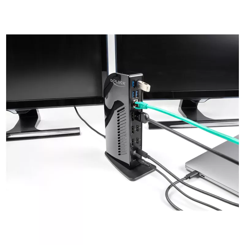 Estação de acoplamento DeLOCK USB Type-C Triple Display 4K Hub USB LAN Áudio PD 96W