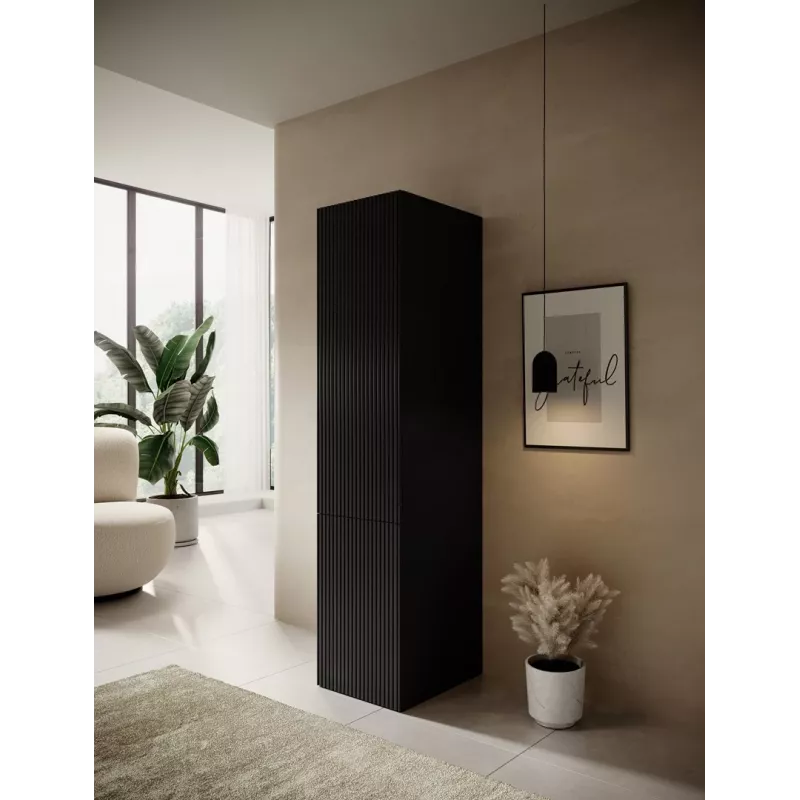 Roupeiro cama meble PAFOS 1D, 45×55,5×198,5 cm, Preto mate, 4 prateleiras
